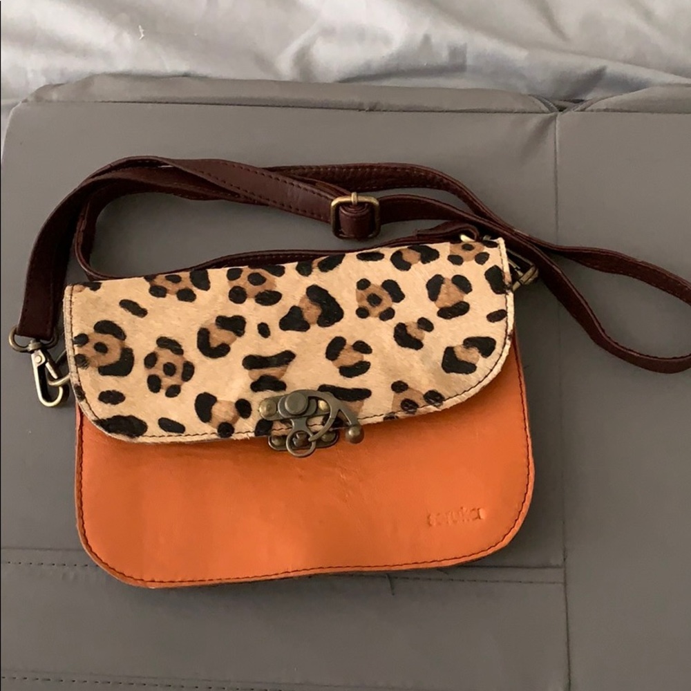 Leather Cowhide and fur purse